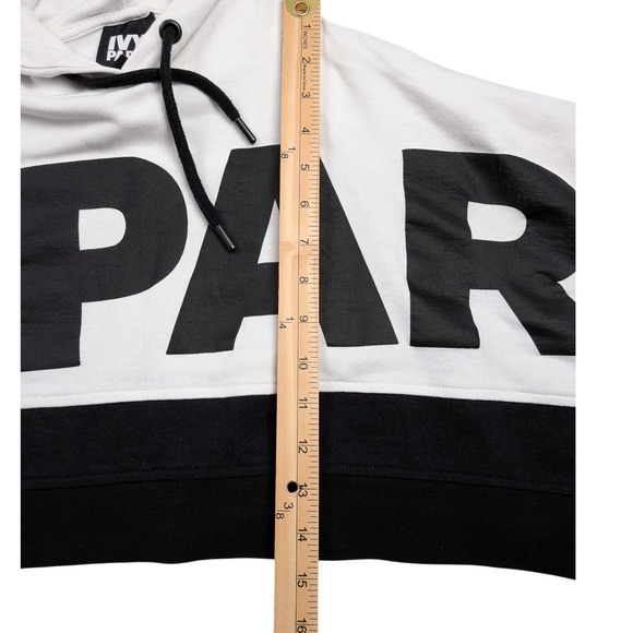 Ivy Park Cropped Hoodie Women's Medium Black White Baggy Streetwear Casual - Picture 9 of 14